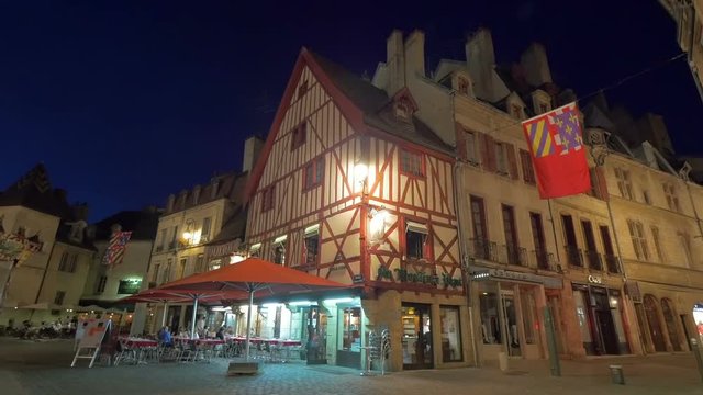 Dijon streets at night, France