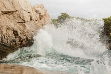 Wave on the coast of Mallorca.