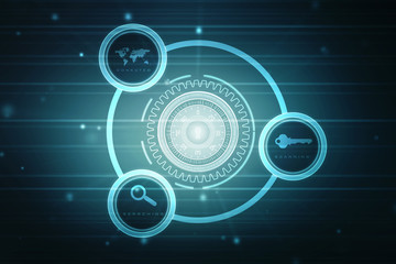 Safety concept: pixelated Key icon on digital background, 3d render