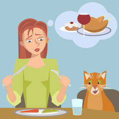 woman on diet dreams of high calorie food