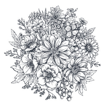 recommend clip art: Floral composition. Bouquet with spring flowers.