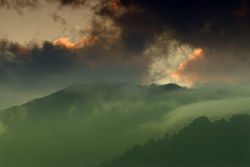 Obraz na płótnie Canvas Sunset over Himalayan Mountains , Sikkim, India