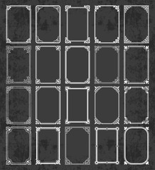 Large collection of calligraphic frames in vintage and retro style on a chalkboard background