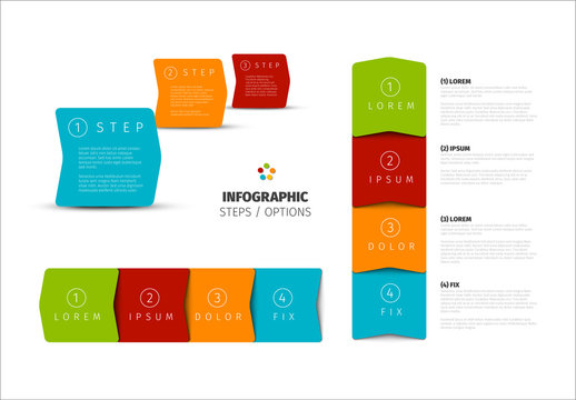 Colorful Three and Four Step Infographic Layouts