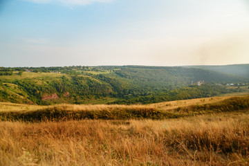 Obraz premium Scenic view of Chervonohorod Castle ruins Nyrkiv village, Ternopil region, Ukraine