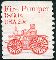 USA - 1981: shows Fire Pumper 1860s, series Transportation Colls series