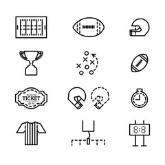 Vector set of icons for american football.