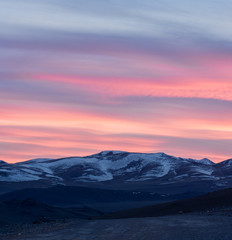 Obraz premium sylwetka drzewa na wzgórzu z kolorowe niebo na tle