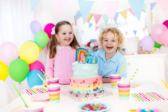Kids birthday party with cake