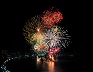 Firework over the sea