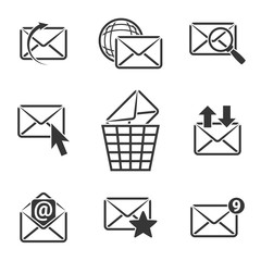 Icons for theme Communication and email. White background
