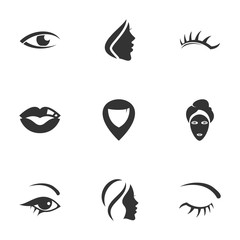 Icons for theme girl's face. White background