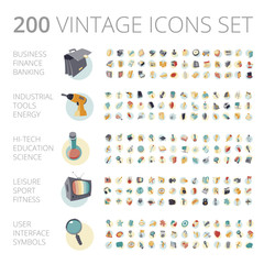 Vintage icons set for business and technology.