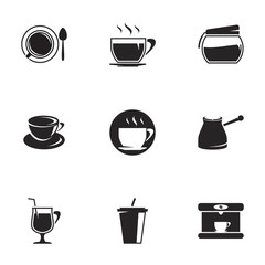Icons for theme black coffee. White background