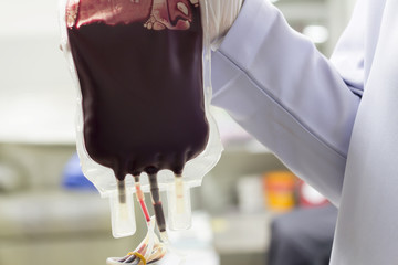 Blood in the blood bag for the patient