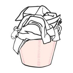 Laundry basket with clothes. Vector illustration. - 156677901