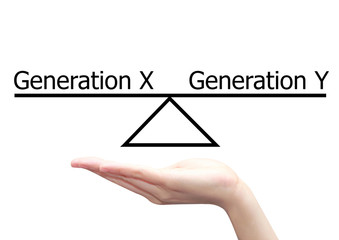 hand with generation X and Y concept