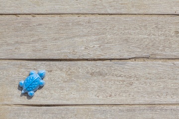 Children beach toy isolated on wood background