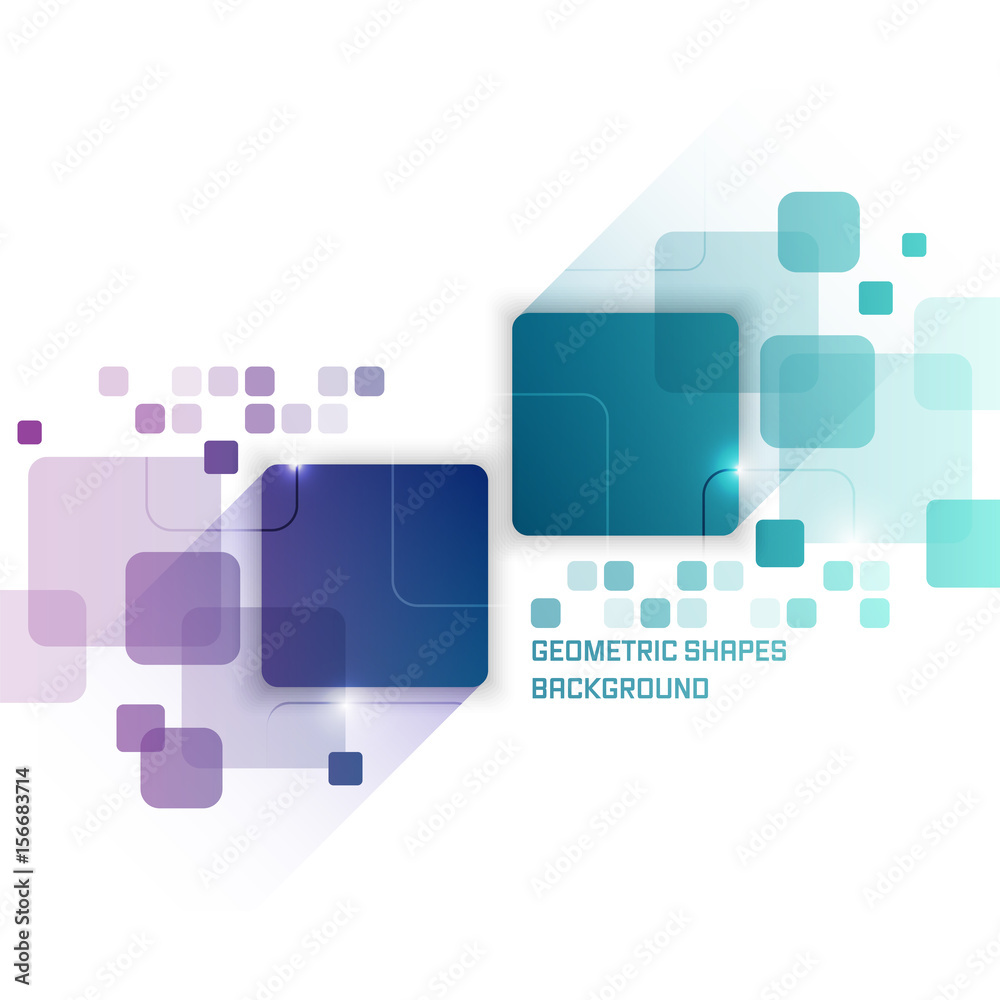 Wall mural abstract technology vector background with squares and glitter.