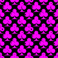 Vector seamless grunge pattern. Grungy graphic illustration of sign of playing card with ink blot, brush strokes. Endless background. Series of gaming and gambling seamless vector patterns.