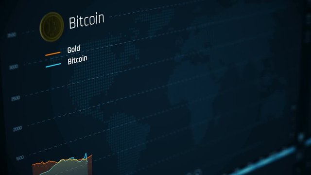 Bitcoin price rising compared to gold, cryptocurrency going up, real time data. Bitcoin currency gaining value, fluctuation
