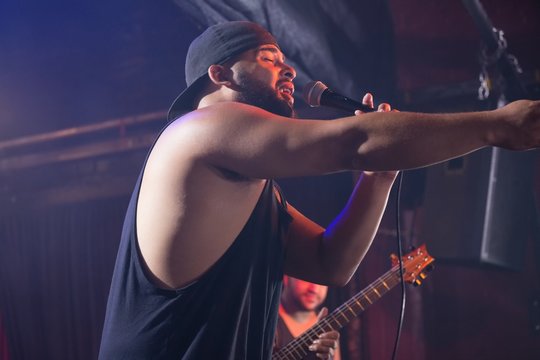 Singer singing on stage