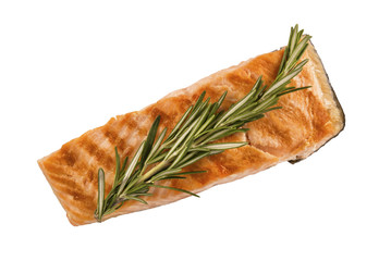 Delicious portion of fresh salmon fillet with aromatic herbs