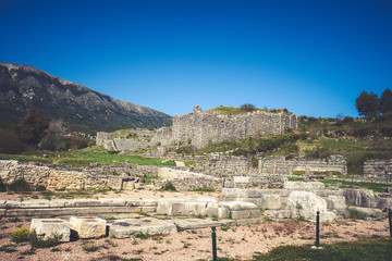 Fototapeta na wymiar Ruins of ancient theater in Dodoni, Greece