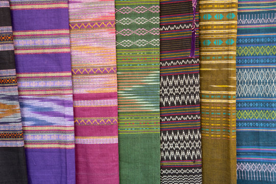 Colorful Burmese fabric background　ミャンマーのカラフルな布