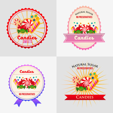 colorful candies badge