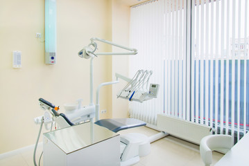 dental clinic interior with modern dentistry equipment