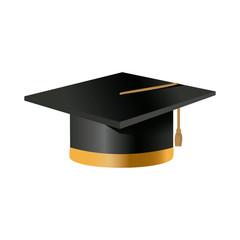 black cap for a costume graduate on white background