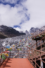 Meili snow Mountain also know as Kawa Karpo located in Yunnan Province, China decorated with colorful prayer flag
