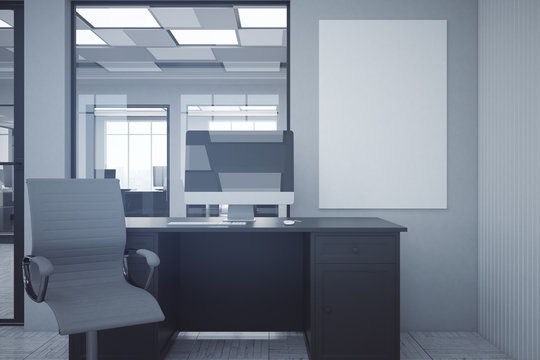 Contemporary office with empty banner