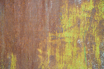 green withered paint on rusty metal grunge texture