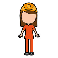 female miner avatar character vector illustration design