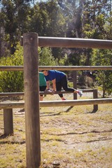 Obraz premium Group of fit women training on fitness trail