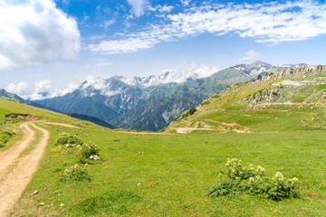 Fototapeta premium Summer Mountain Plateau Highland with Artvin, Turkey