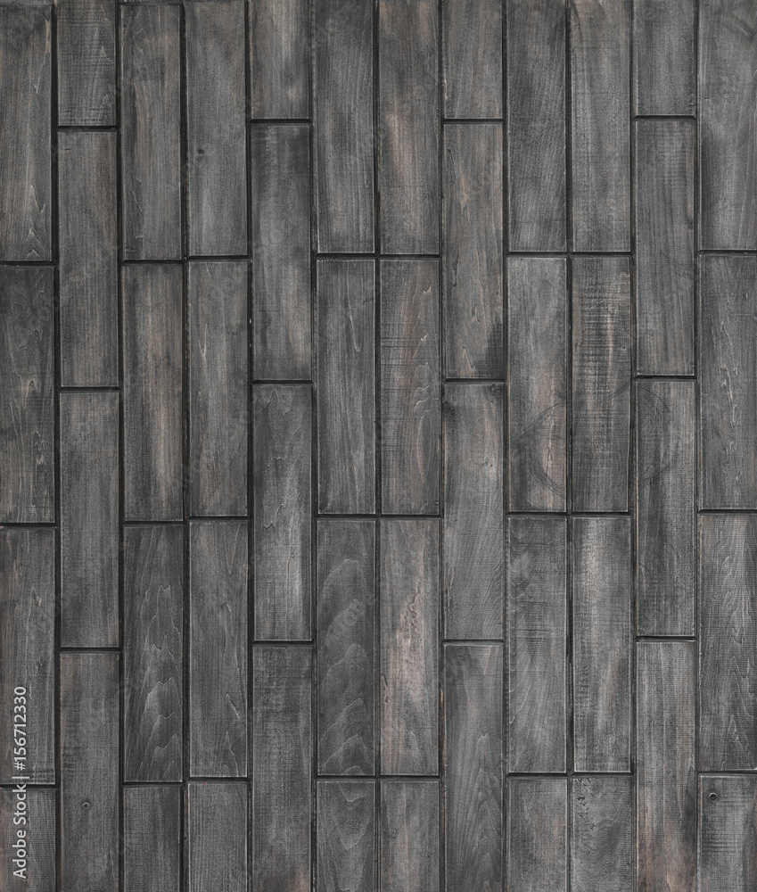 Sticker Black, rustic, rough wooden slats, dark abstract background of hard wood