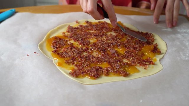 Woman working with dough