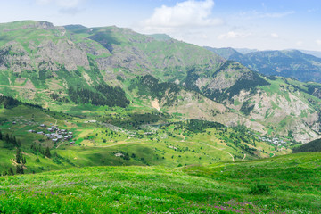 Summer Mountain Plateau Highland with Artvin, Turkey