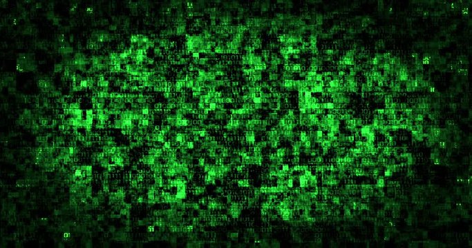 Digital countdown from 0 to 10 with binary hi-tech computer background. With effect of error or glitch anaglyph (separate color) bug. Concept for video blog will hacker or computer science theme