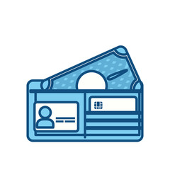 wallet with credit card and bills cash money, vector illustration