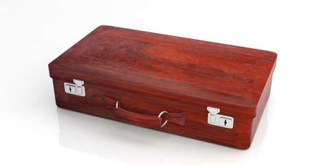 Vintage travel suitcase on white background. 3d illustration