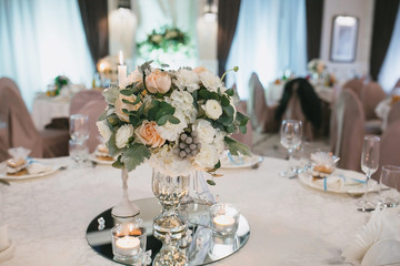 Beautifully decorated wedding round table