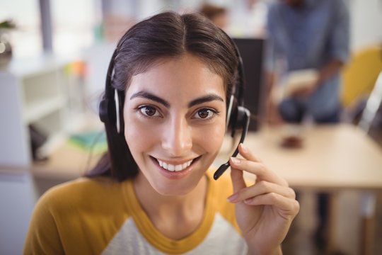 smiling female customer service representative