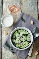 Greek yogurt red onion cucumber salad