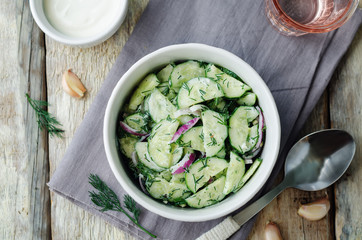 Greek yogurt red onion cucumber salad