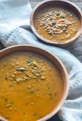 Two bowls of lentil curry