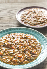 Two portions of lentil curry